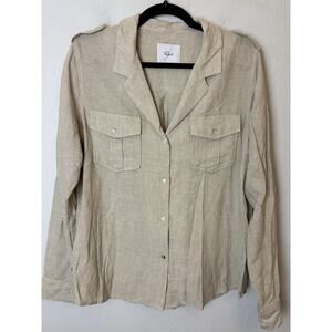 Rails Brooke Shirt In Wheat Size Large Linen Blend Button Down Tan Loose Beachy